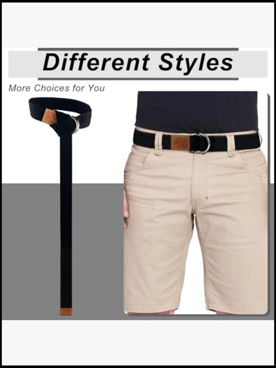 Canvas Belt Set with Double D Ring Buckle, Adjustable Military Style main image 6